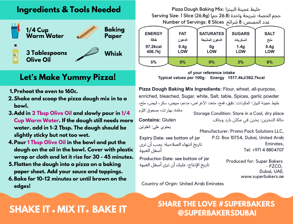 Ingredients and directions for pizza dough baking mix kit online delivery