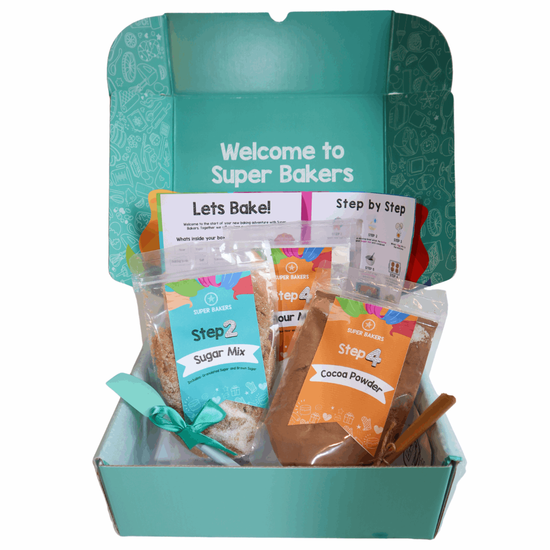 Double Chocolate Chip Cookie Baking Mix with step-by-step ingredients in a teal box for 15 cookies.